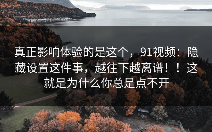 真正影响体验的是这个，91视频：隐藏设置这件事，越往下越离谱！！这就是为什么你总是点不开