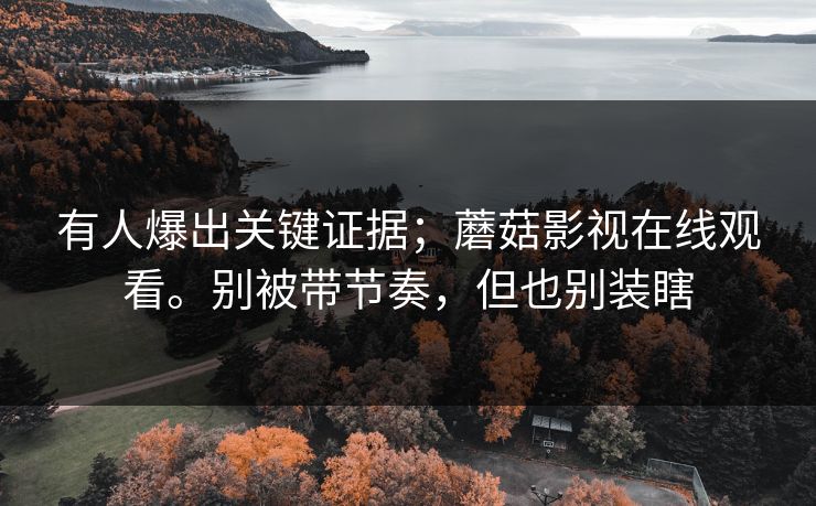 有人爆出关键证据;蘑菇影视在线观看。别被带节奏,但也别装瞎 有人爆出关键证据;蘑菇影视在线观看。别被带节奏,但也别装瞎